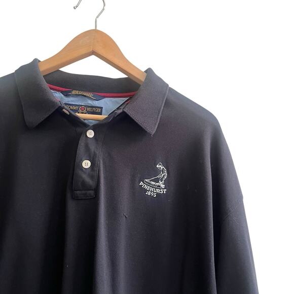 Tommy Hilfiger Vintage Polo Long Sleeve Black Size XL Pinehurst 1895 Preppy Golf - Picture 3 of 10